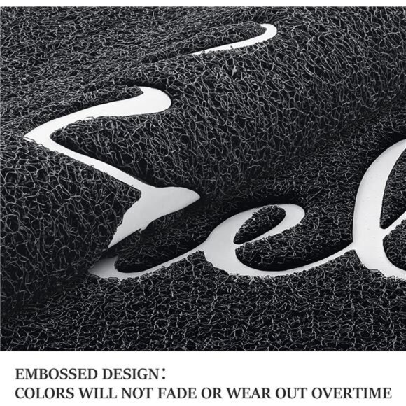 Welcome Door Mat 30x17 Black Outdoor Indoor Low Profile Non Slip Entryway Rug - Picture 4 of 7